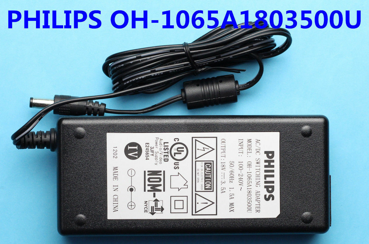 AC Adapter PHILIPS 0H-1065A1803500U OH-1065A1803500U 18V 3.5A Power Supply Brand: Philips Type: Adapter MPN: Does